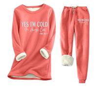 2026 - Set da donna comodo e caldo invernale "YES I'm Cold. ME 24:7" con stampa spessa Slim Fit Mutande (8) Tuta intera da donna elegante, Rosso anguria., M