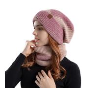 2026 Set di sciarpe lavorate a maglia invernali con cappello morbido per uomo e donna, rosa, Etichettalia unica