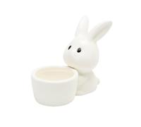2026 Simpatico cartone per uova in ceramica a forma di animale, coniglietto pasquale, perfetto per decorare la vostra colazione pasquale garantisce molta gioia! (bianco, 8 cm)