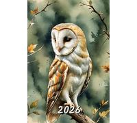 2026: Small Monthly Calendar Planner - Watercolor Barn Owl Bird