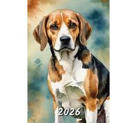 2026: Small Monthly Calendar Planner - Watercolor Beagle Dog