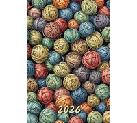 2026: Small Monthly Calendar Planner - Watercolor Colored Balls Of Yarn For Knit and Crochet