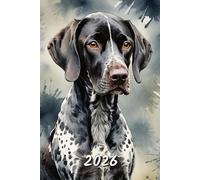 2026: Small Monthly Calendar Planner - Watercolor German Shorthaired Pointer Dog
