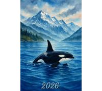 2026: Small Monthly Calendar Planner - Watercolor Orca Killer Whale