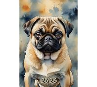 2026: Small Monthly Calendar Planner - Watercolor Pug Dog