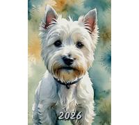 2026: Small Monthly Calendar Planner - Watercolor West Highland White Terrier Dog