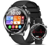 2026 Smartwatch Uomo con ECG/ li a/Lipidi/Acido Urico/BMI/Sonno/Apnea Notturna,1.43"AMOLED Orologio Salute con Chiamate & 24h Pressione Sanguigna (Cinturino in silicone nero + cornice nera)