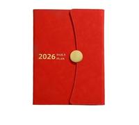 2026 Snap-on Diary With Leather Fabric, Month Index Ribbon Bookmark, Soft To Record The Main Schedule Plan Per scrivere e prendere appunti(Red)