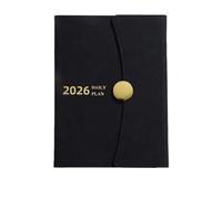 2026 Snap-on Diary With Leather Fabric, Month Index Ribbon Bookmark, Soft To Record The Main Schedule Plan Per scrivere e prendere appunti(Black)