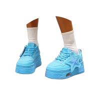 2026 Sneaker alla moda con plateau con motivo a stelle, scarpe stringate per una camminata comoda nel, Blu, 38 EU