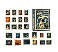 2026 Space Stamp - 24 Day Flat Acrylic Ornament Collection, | Space Collectibles, Christmas Countdown | Planet Rocket Galaxy Designs, Flat Hanging Decorations, Kids Adults Family Home Off