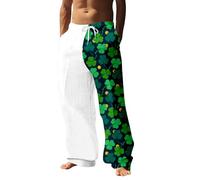 2026 St Patrick's Day Mens All Seasons Fashion St. Theme Casual Digital stampa 3D pantaloni con coulisse (7), bianco, L