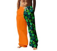 2026 St Patrick's Day Mens All Seasons Fashion St. Theme Casual Digital stampa 3D pantaloni con coulisse (7), Arancione, L