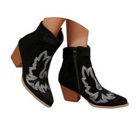 2026 Stivali da donna a metà polpaccio in pelle scamosciata retrò tacco grosso caviglia zip up casual moda calzature per autunno inverno comodo slip, Nero , 39.5 EU