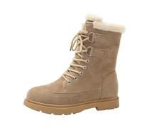2026 - Stivali invernali da donna, in pelle di montone, con lacci, a metà polpaccio, cachi, 38 EU