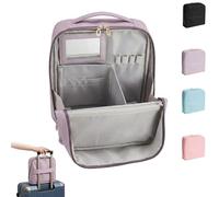 2026 Stylish Handheld Partitioned Cosmetic Bag - Upright Waterproof PU Leather Travel Makeup Organizer Pouch (Purple)