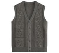 2026 Submariner Maglione Ragazzi Scuola Maglione Gilet Button Down Scollo a V Classico Soild Maglia Cardigan Top, cachi, 125