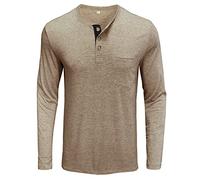 2026 T-shirt Manica Lunga Uomo Girocollo Slim Fit Tshirt Ampia Tinta unita Comfortable con Bottoni E Tasca Elasticità Top Casual Leggero Morbido Camicetta Classica Semplice Camicia Base
