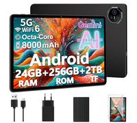 2026 Tablet 11 Pollici da Touch Android, 24GB RAM + 256GB ROM (2TB TF), 8000mAh, Octa-Core, Gemini AI, UFS 2.2 Flash, FHD IPS, Suono 3D, 13MP + 5MP, Dual WiFi, BT 5.0, Widevine L1, Face ID, Grigio