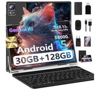 2026 Tablet Android 15【30 GB RAM + 128 GB ROM + 2 TB】【Gemini AI】 10,1 pollici, Widevine L1, Octa Core, 8000 mAh, Bluetooth 5.0, GPS, GMS, Tablet PC Include mouse, tastiera e custodia protettiva - Nero