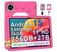 2026 Tablet Android 15 Con EVA Silicone Custodia Protettiva, 24GB+256GB/2TB, Bambini tablet 11 Pollici Octa-Core, Gemini AI/Widevine L1, 8000 mAh, 13MP+5MP, Corpo Metallo, Tableta Grande-Pallido Rosa