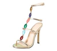 2026 Teen Girls Stilettos Perla Fibbia Cinghie Delle Donne Décolleté Decolleté In Ecopelle Larga Fit Data Night Cocktail Donne Punta A Punta Classico Elegante Formale, Oro, 37.5 EU