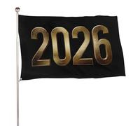 2026 Testo metallico oro su bandiera nera 9 x 1,5 m bandiere da giardino all'aperto decorazione per cortile portico prato fattoria