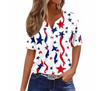 2026 Thermo Casual Maglietta da donna con scollo a V Design grafico per l'uso quotidiano. Perfetta maglietta basic primavera estate. Jeans versatili di più., Blu, XXL