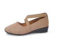 2026 Tinta unita Scarpe Casual Elastiche UN Temperamento Slip-on Scarpe comode da donna Scarpe Estate Tacco Chiuso, beige., 41 EU