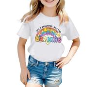 2026 Top elegante per ragazze da indossare tutti i giorni, magliette e camicie larghe per bambini dai 3 ai 16 anni. Perfetto per la primavera e l'estate. Facile da pulire. Ideale per, bianco, 5-6 Anni