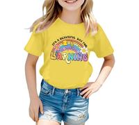 2026 Top elegante per ragazze da indossare tutti i giorni, magliette e camicie larghe per bambini dai 3 ai 16 anni. Perfetto per la primavera e l'estate. Facile da pulire. Ideale per, giallo., 8