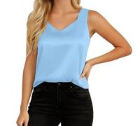 2026 Top senza maniche casual alla moda con scollo a V da donna come basic versatile, Azzurro, XXL