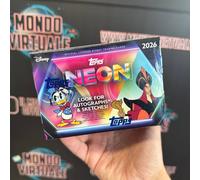 La scatola Topps Disney Neon 2026 contiene 35 carte con due carte di base parallele con carte parallele diamantate per scatola.