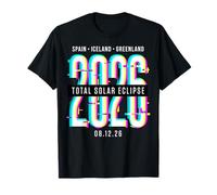 2026 Total Solar Eclipse Glitch Art Spain Iceland Maglietta