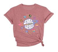 2026 Tshirt Donna Casual Maglietta con Stampa Lettera Alla Moda Girocollo Manica Corta Morbida Camicia Confortevole per La Vita Del Giorno Donna, Colore: rosa., XL