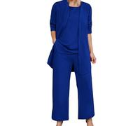 2026 - Tuta da donna casual, set di pantaloni lunghi comodi ed eleganti per la vita quotidiana e le vacanze, ideale per la stagione primaverile ed estiva, con pratiche tasche da donna, Blu, M