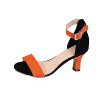 2026 Ufficio Donna Tacchi Alti Crisscross Punta alla caviglia Slingback Tacco a tacco a blocco Ecopelle Intervista Data Notte Brevetto Court Shoes Mid Commute Smart, Arancione, 36.5 EU