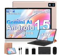 2026 ultimo Tablet 10 Pollici Android 15 Con 5G WiFi Octa-Core 2.0GHz, Gemini AI tablet, 30GB RAM+128GB ROM, 8000mAh, GPS, BT5, OTG, Widevine L1 - tablet in offerta con Tastiera, Mouse, Custodia - Oro