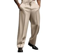 2026 Uomini einfarbig gerades Bein Anzughose, in Polyesterstoff, Bequeme Form, Fuer Buero Freizeit, saubere Optik mit flexibler Stylingrichtung, klarer Schnitt, Business, einfacher Einsatz, cachi, XXL