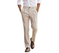 2026 Uomini Leinenoptik Kordelzug Hose, mit Polyesterstoff, elastischer Bund, Fuer Strand Freizeit, tragbar zu Hoodies Oberteilen Oder leichten Jacken, forma stabile, kombinierbarer Stil, Beige, 46