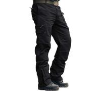 2026 Uomo Cargo Taschen Cargohose, mit Baumwollstoff, Leicht, Freizeitstil sauberer Optik und bequemer Bewegungsfreiheit, Arbeit Outdoor, stabile Form, kombinierbarer Stil, Nero , 46
