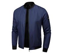 2026 - Uomo Casual Inverno Cappotto Giacca Manica Lunga Cappotto Cappotto Top Giacca Zipper Print Cappotto Con Tasche Real Uomo, Blu, 4XL