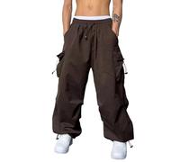 2026 - Uomo Casual Vita Colore Sport Cappello Borsa Tessuto Piede Corda Pantaloni Solidi Street Cargo Cravatta Uomo Pantaloni Cargo Pantaloni Pantaloni Cargo Locker, marrone, L