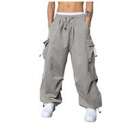2026 - Uomo Casual Vita Colore Sport Cappello Borsa Tessuto Piede Corda Pantaloni Solidi Street Cargo Cravatta Pantaloni Pantaloni Pantaloni cargo da uomo Pantaloni 6 tasche, grigio chiaro., 3XL