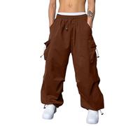 2026 - Uomo Casual Vita Colore Sport Cappello Borsa Tessuto Piede Corda Pantaloni Solidi Street Cargo Cravatta Uomo Pantaloni Cargo Pantaloni Cargo Pantaloni Taglio dritto, marrone, 3XL
