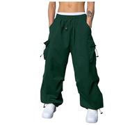 2026 - Uomo Casual Vita Colore Sport Cappello Borsa Tessuto Piede Corda Pantaloni Solidi Street Cargo Cravatta Pantaloni Pantaloni Pantaloni cargo da uomo Pantaloni 6 tasche, Verde scuro, S