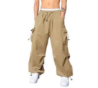 2026 - Uomo Casual Vita Colore Sport Cappello Borsa Tessuto Piede Corda Pantaloni Solidi Street Cargo Cravatta Uomo Pantaloni Cargo Stivali da combattimento, cachi, L