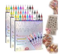 2026 Upgraded 12 colors nail art pens set,Quick Dry, Fine Tip Pen 0.5mm, Portable DIY 3D Nail Art Tools for Home Salon (3pcs)
