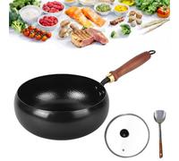 2026 Upgraded Uncoated Thick Iron Pot, Japanese Hand-Forged Non-Stick Iron Pan Without Coating,Hand Hammered Multi-purpose with Lid & Spatula High Purity Scratch-Resistant Durable (Glass Lid,24cm)