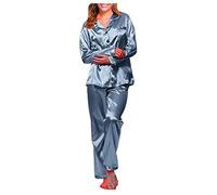 2026 - Vestito Accappatoio nero abito da notte intimo da donna lungo set sciolto pigiama da donna in raso set di pigiami adorabili pigiami abito lingerie nera, Blu marino, 5XL